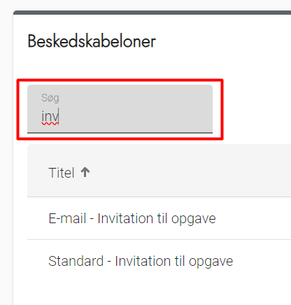 Kommunikation - beskedskabeloner - søg