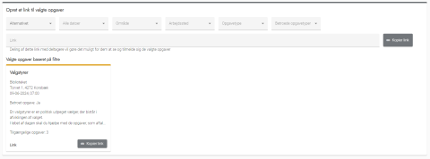 Opgaver - Opret opgavelink - konfigurering